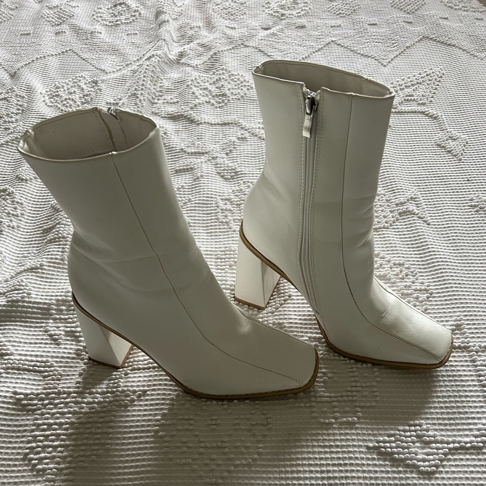 White Healed Booties